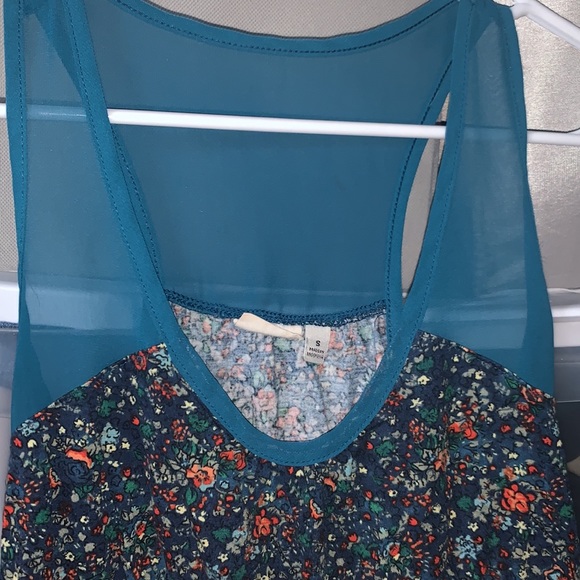 S MUDD TANK TOP MESH FLORAL BLUE OBO NO FLAWS - Picture 4 of 6